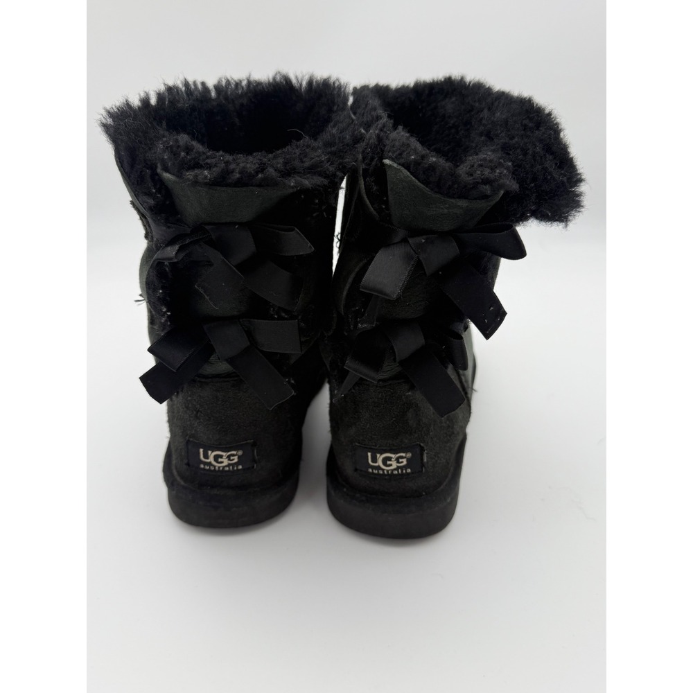 UGG Australia Bailey Bow II Black Suede Boots Womens 7 1002954
